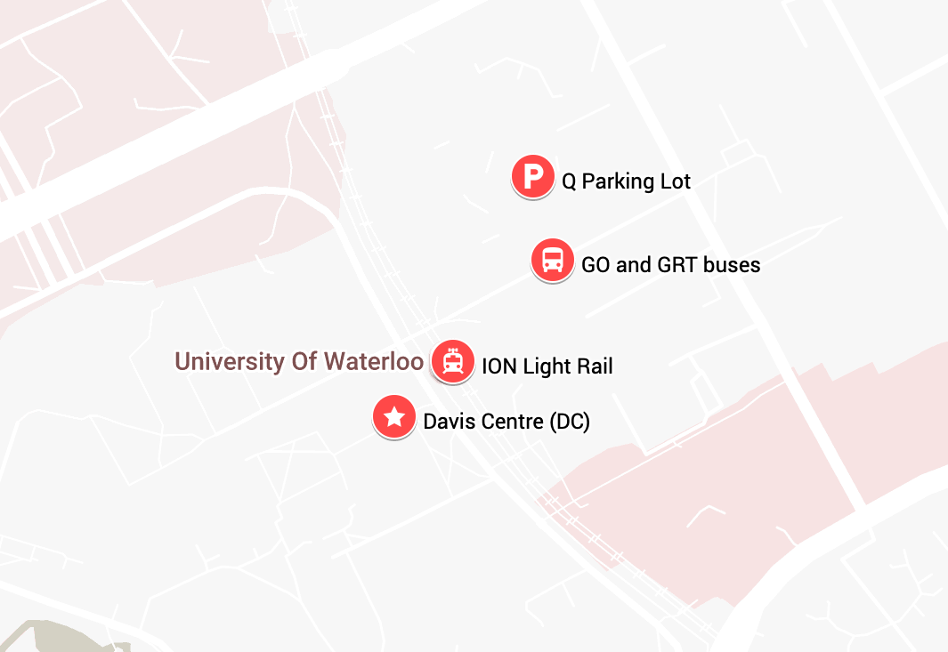 Localized map of University of Waterloo locations